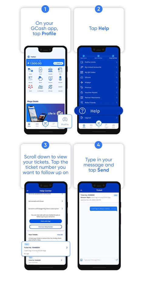 How to follow up on your existing ticket – GCash Help Center.
